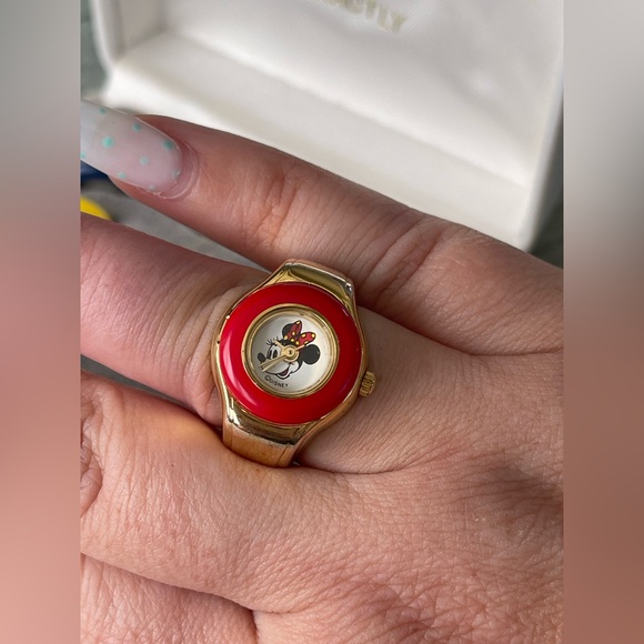 VINTAGE DISNEY MINNIE MOUSE GOLD RING WATCH BY EXACTLY JAPAN MOVT COLOR CHANGING - Picture 8 of 9